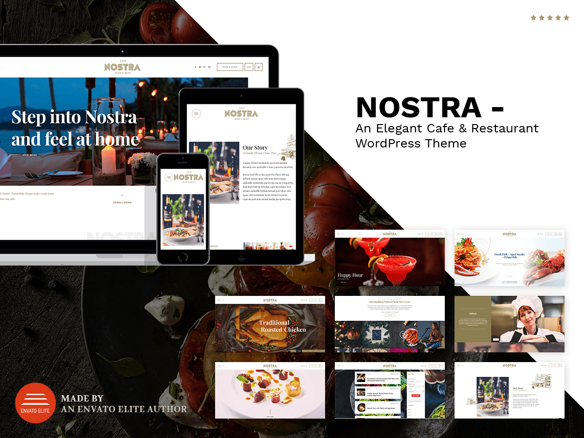 Nostra – An Elegant Cafe &amp; Restaurant WordPress Theme